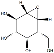 (1α,6α)-5β-(ヒドロキシメチル)-7-オキサビシクロ[4.1.0]ヘプタン-2α,3β,4α-トリオール 化学構造式