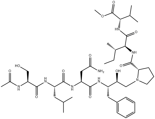 N-acetylseryl-leucyl-asparaginyl(phenylalanyl-hydroxyethylamino-prolyl)isoleucyl-valyl methyl ester Structure