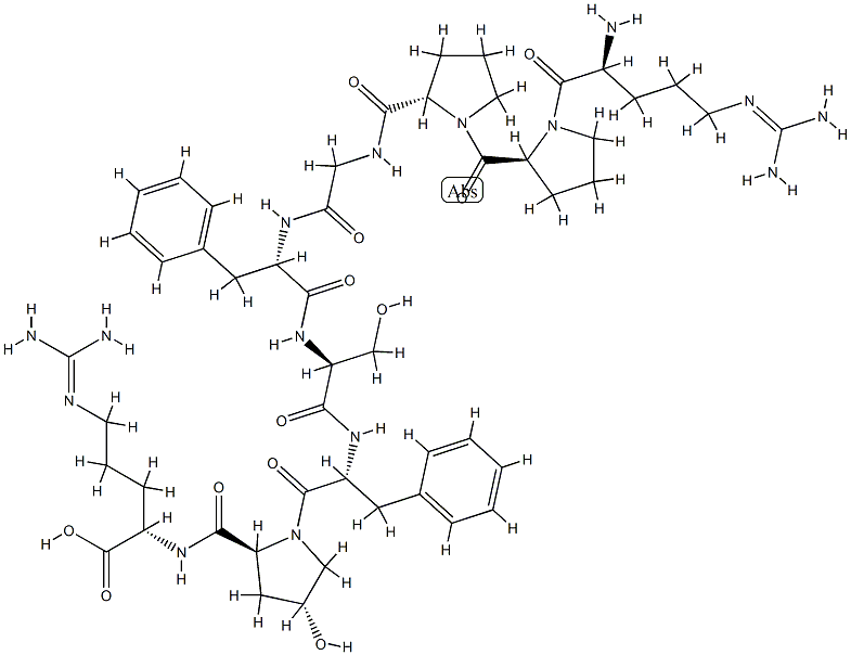L-Arg-L-Pro-L-Pro-Gly-L-Phe-L-Ser-D-Phe-4β-ヒドロキシ-L-Pro-L-Arg-OH 化学構造式