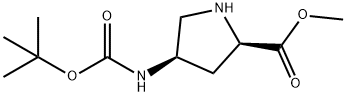 (2R,4R)-4-((叔丁氧羰基)氨基)吡咯烷-2-羧酸甲酯 结构式