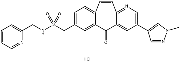 3-(1-甲基-1H-吡唑-4-基)-5-氧代-N-(2-吡啶基甲基)-5H-苯并[4,5]环庚三烯并[1,2-B]吡啶-7-甲烷磺酰胺盐酸盐,1283000-43-0,结构式