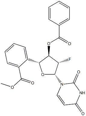 1-(3,5-二-O-苯甲酰基-2-脱氧-2-氟-BETA-D-阿拉伯呋喃糖基)-2,4(1H,3H)-嘧啶二酮 结构式