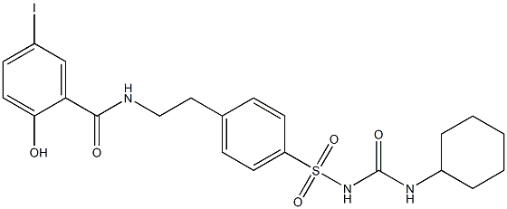 N-[2-[4-(环己基氨基甲酰氨基磺酰基)苯基]乙基]-2-羟基-5-碘苯甲酰胺, 128836-54-4, 结构式