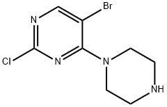 5-bromo-2-chloro-4-(piperazin-1-yl)pyrimidine Structure