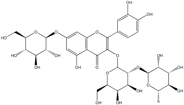 128988-57-8 quercetin 3-O-alpha-rhamnopyranosyl(1-2)-beta-galactopyranoside-7-O-beta-glucopyranoside