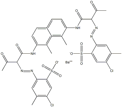 Benzenesulfonic acid, 5-chloro-4-methyl-2-[[1-[ [(2-methylphenyl)amino]carbonyl]-2-oxopropyl]azo] -, barium salt (2:1) Structure