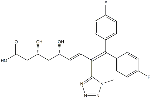 6,8-Nonadienoic acid,9,9-bis(4-fluorophenyl)-3,5-dihydroxy-8-(1-methyl-1H-tetrazol-5-yl)-,(3R,5S,6E)-rel- Structure