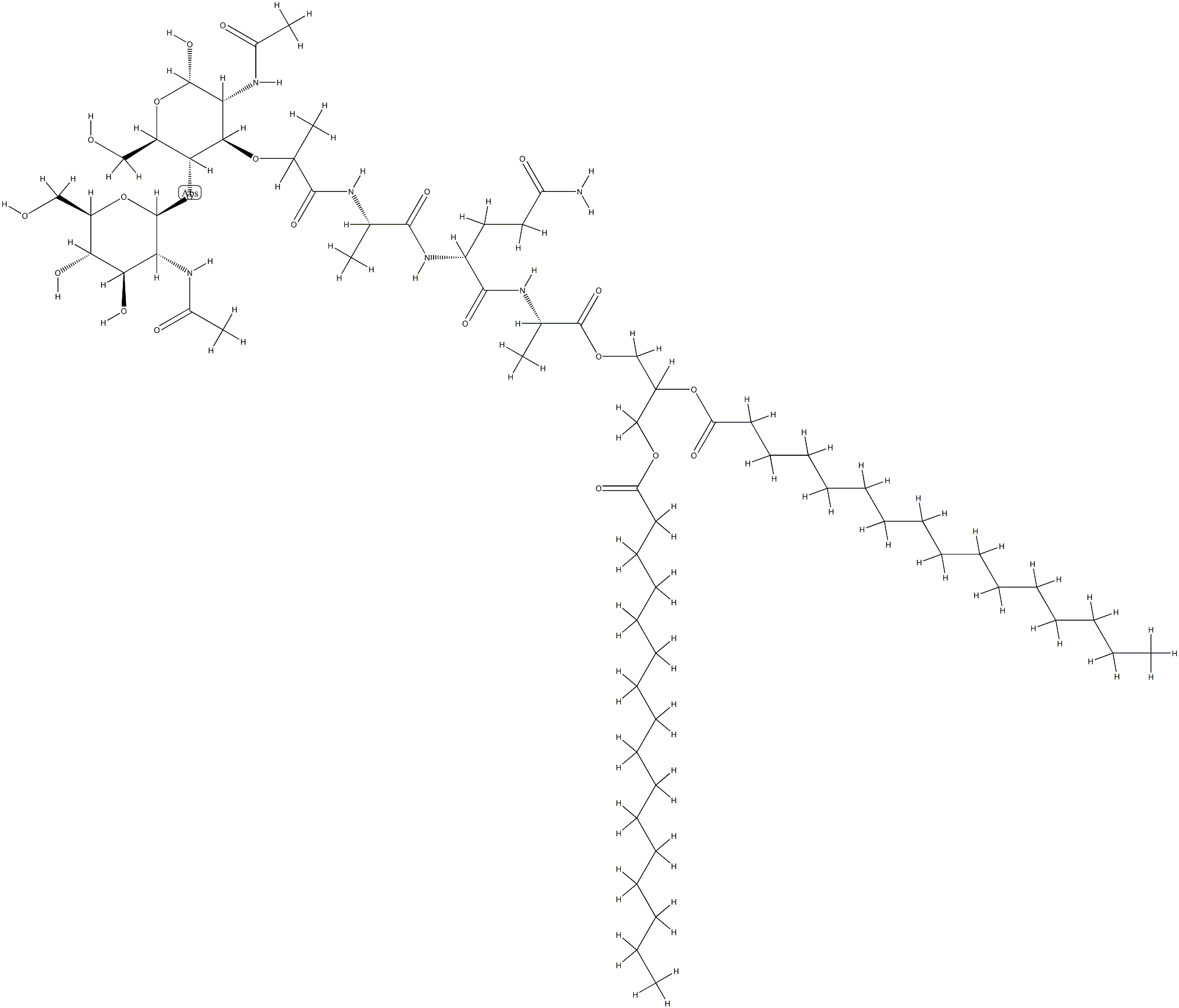 N-acetylglucosamine-N-acetylmuramyl-alanyl-isoglutaminyl-alanyl-glycerol dipalmitoyl Structure