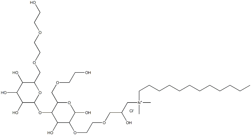 Cellulose, 3-(dodecyldimethylammonio)-2-hydroxypropyl 2-hydroxyethyl ether, chloride Structure