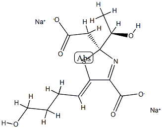 2-Thiazoleacetic acid,4-carboxy-2,5-dihydro-5-(4-hydroxybutylidene)-a-[(1R)-1-hydroxyethyl]-, disodium salt, (aS,2S,5Z)- (9CI) Struktur