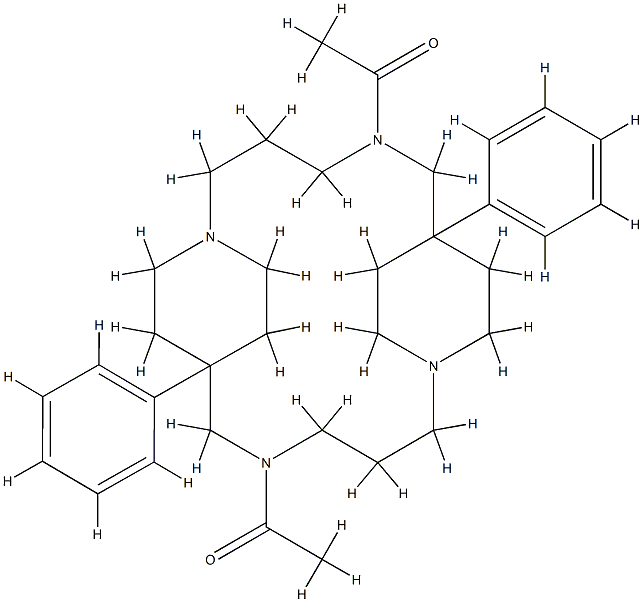 5,14-Diacetyl-7,16-diphenyl-1,5,10,14-tetraazatricyclo[14.2.2.27,10]docosane Struktur