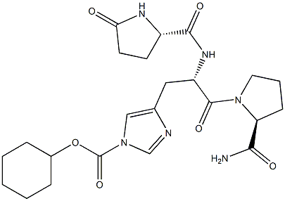 5-オキソ-L-Pro-1-(シクロヘキシルオキシカルボニル)-L-His-L-Pro-NH2 化学構造式