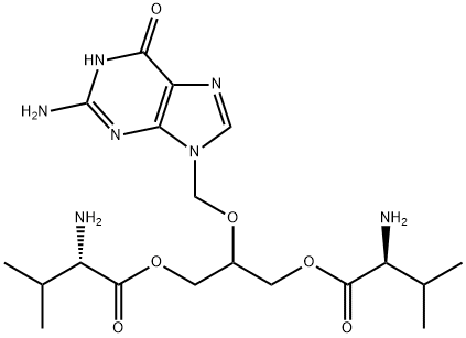 Bis(L-Valine) Ester Ganciclovir TFA Salt Structure