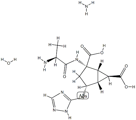(1R,2S,4R,5R,6R)-2-[[(2S)-2-氨基-1-氧代丙基]氨基]-4-(1H-1,2,4-三唑-5-基硫基)-双环[3.1.0]己烷-2,6-二甲酸铵盐水合物 结构式