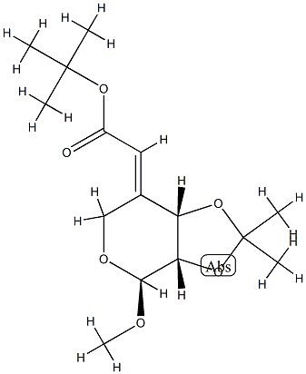 (4E)-4-Deoxy-4-[2-(1,1-diMethylethoxy)-2-oxoethylidene]-2,3-O-(1-Methylethylidene)-β-L-erythropentopyranoside Methyl Ether, 131149-13-8, 结构式