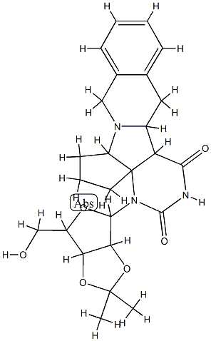 5,6,7,7a,9,10,14b,14c-octahydro-4-(2,3-O-(1-methylethylidene)-ribofuranosyl)cyclopenta(4,5)pyrimido(5',4':3,4)pyrrolo(2,1-a)isoquinoline-1,3(2H,4H)-dione Structure