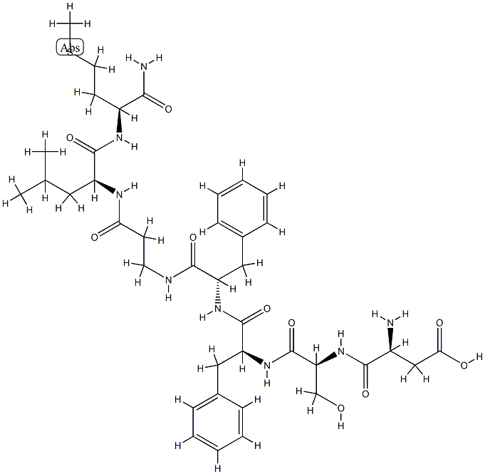 L-Asp-L-Ser-L-Phe-L-Phe-βAla-L-Leu-L-Met-NH2 化学構造式
