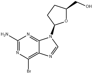 2-アミノ-6-ブロモ-9-(2,3-ジデオキシ-β-D-リボフラノシル)-9H-プリン 化学構造式