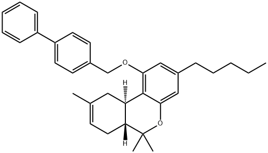 (6aR)-1-(4-Biphenylylmethoxy)-6aβ,7,10,10aα-tetrahydro-6,6,9-trimethyl-3-pentyl-6H-dibenzo[b,d]pyran Struktur