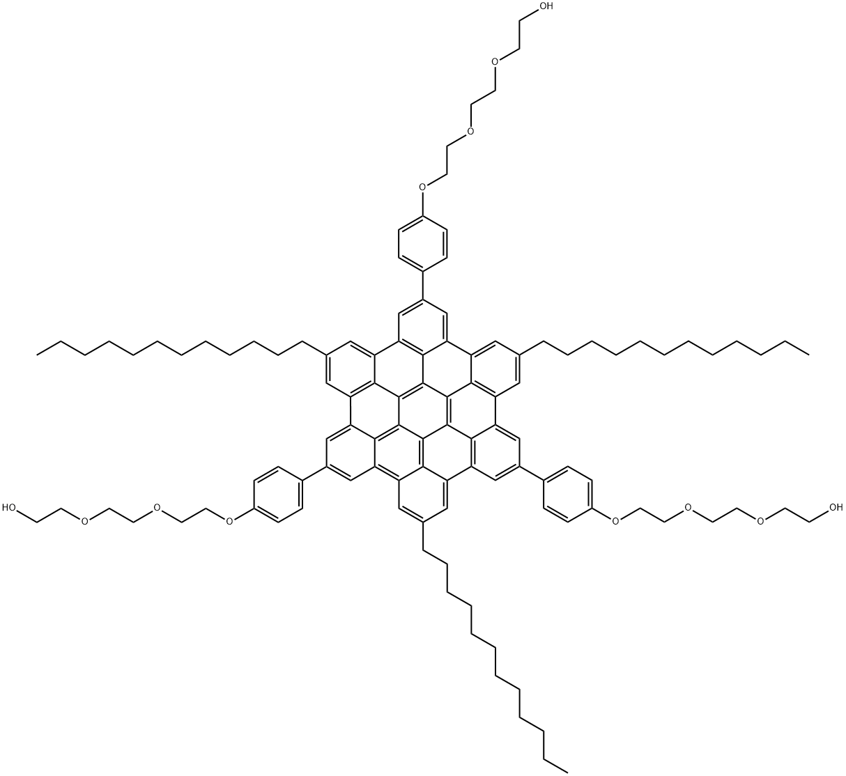 2,2',2''-[(5,11,17-Tridodecylhexabenzo[bc,ef,hi,kl,no,qr]coronene-2,8,14-triyl)tris(4,1-phenyleneoxy-2,1-ethanediyloxy-2,1-ethanediyloxy)]tris-ethanol Struktur
