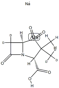 sodium:(2S,5R)-6,6-dideuterio-3-methyl-4,4,7-trioxo-3-(trideuteriomethyl)-4$l^{6}-thia-1-azabicyclo[3.2.0]heptane-2-carboxylate Struktur