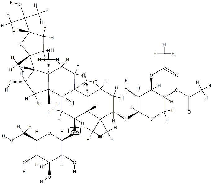 (3Β,6Α,16Β,20R,24S)-3-O-[(3,4-二乙酰基-Β-D-木糖)]-20, 24-环氧-16,25-二羟基-9,19-环羊毛甾烷-6-O-葡萄糖苷, 1324005-51-7, 结构式