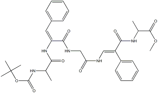 tert-butyloxycarbonyl-alanyl-dehydrophenylalanyl-glycyl-dehydrophenylalanyl-alanyl-methoxy 结构式