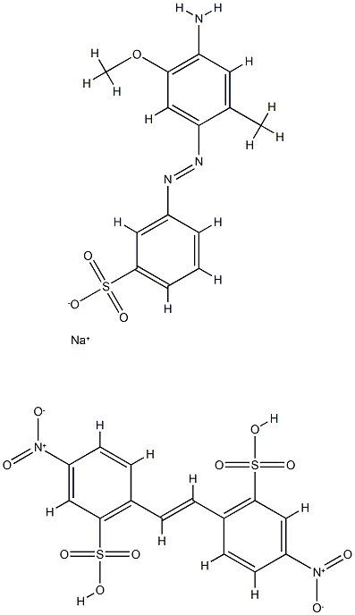 Benzenesulfonic acid, 2,2'-(1,2-ethenediyl)bis[5-nitro-, reaction products with 3-[(4-amino-5-methoxy-2-methylphenyl)azo]benzenesulfonic acid monosodium salt Structure