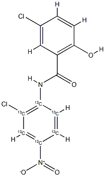 氯硝柳胺-13C6-水合物 结构式