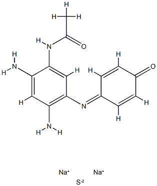 Acetamide, N-[2,4-diamino-5-[(4-oxo-2,5-cyclohexadien-1-ylidene)amino]phenyl]-, reaction products with sodium sulfide (Na2(Sx)), oxidized  化学構造式