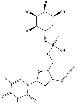 6-glucopyranosyl 3'-azido-3'-deoxy-5'-thymidinyl phosphate Struktur