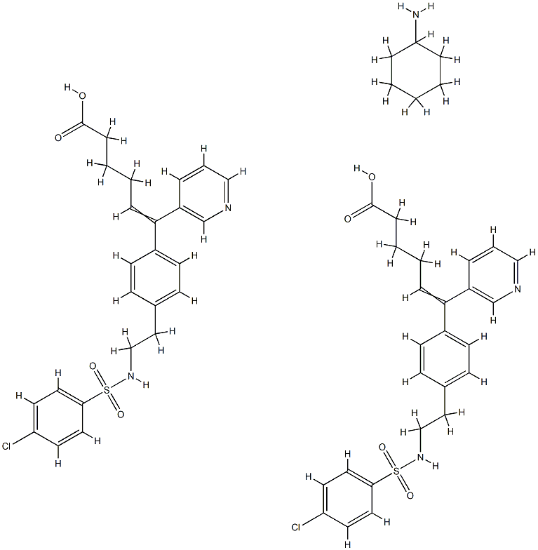 133276-53-6 5-Hexenoic acid, 6-(4-(2-(((4-chlorophenyl)sulfonyl)amino)ethyl)phenyl )-6-(3-pyridinyl)-, compd. with cyclohexanamine (2:1)