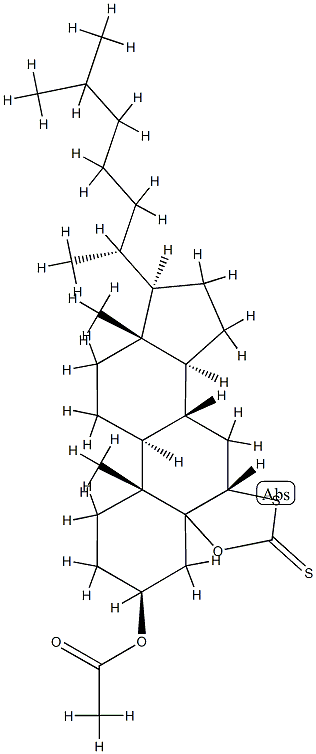 3-acetoxy-5-cholestano(6,5-d')-1',3'-oxathiolane-2'-thione 结构式