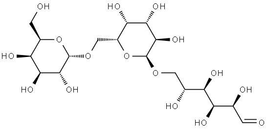 6-O-(6-O-α-D-ガラクトピラノシル-α-D-ガラクトピラノシル)-D-グルコース 化学構造式