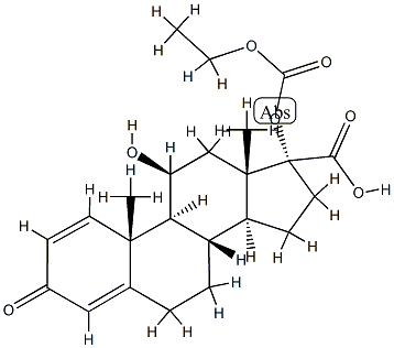 Androsta-1,4-diene-17-carboxylic acid, 17-[(ethoxycarbonyl)oxy]-11-hydroxy-3-oxo-, (11β,17α)- Structure