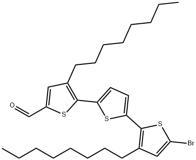 3′′,4-ジオクチル-5′′-ブロモ-5,2′:5′,2′′-テルチオフェン-2-カルボアルデヒド 化学構造式