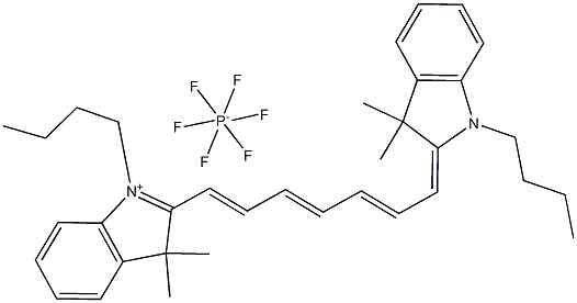 1,1'-ジブチル-3,3,3',3'-テトラメチルインドトリカルボシアニンヘキサフルオロホスファート 化学構造式