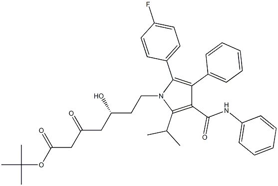 (R)-叔-丁基 7-(2-(4-氟苯基)-5-异丙基-3-苯基-4-(苯氨羰基)-1H-吡咯-1-基)-5-羟基-3-氧亚基庚酯,134394-98-2,结构式