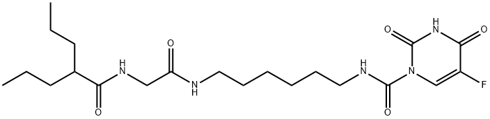 1-[[6-[[N-(2-プロピルペンタノイル)グリシル]アミノ]ヘキシル]カルバモイル]-5-フルオロウラシル 化学構造式