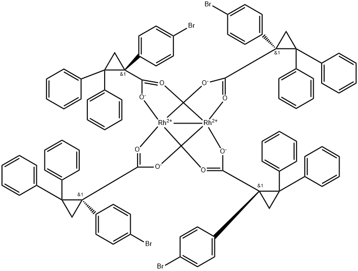 四([(R)-(-)-[(1R)-1-(4-溴苯基)-2,2-二苯基环丙烷甲酰基]二铑(II)RH2(R-BTPCP)4 结构式