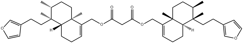 マロン酸ビス[[(5α,8α,9S,10β)-15,16-エポキシクレロダ-3,13(16),14-トリエン]-19-イル] 化学構造式