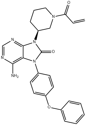 6-氨基-7,9-二氢-9-[(3S)-1-(1-氧代-2-丙烯-1-基)-3-哌啶基]-7-(4-苯氧基苯基)-8H-嘌呤-8-酮, 1351635-67-0, 结构式