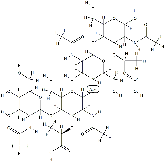 O-2-(AcetylaMino)-2-deoxy-β-D-glucopyranosyl-(1→4)-O-(N-acetyl- β-MuraMosyl)-(1→4)-O-2-(acetylaMino)-2-deoxy-β-D-glucopyranosyl-(1→4)-N-acetylMuraMic Acid Structure
