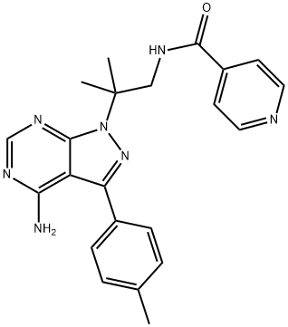 N-[2-[4-氨基-3-(4-甲基苯基)-1H-吡唑并[3,4-D]嘧啶-1-基]-2-甲基丙基]-4-吡啶甲酰胺,1354825-58-3,结构式