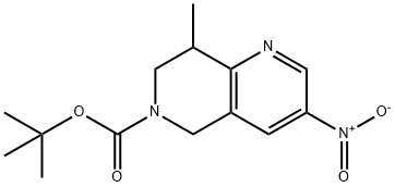 tert-butyl 8-Methyl-3-nitro-7,8-dihydro-1,6-naphthyridine-6(5H)-carboxylate Struktur