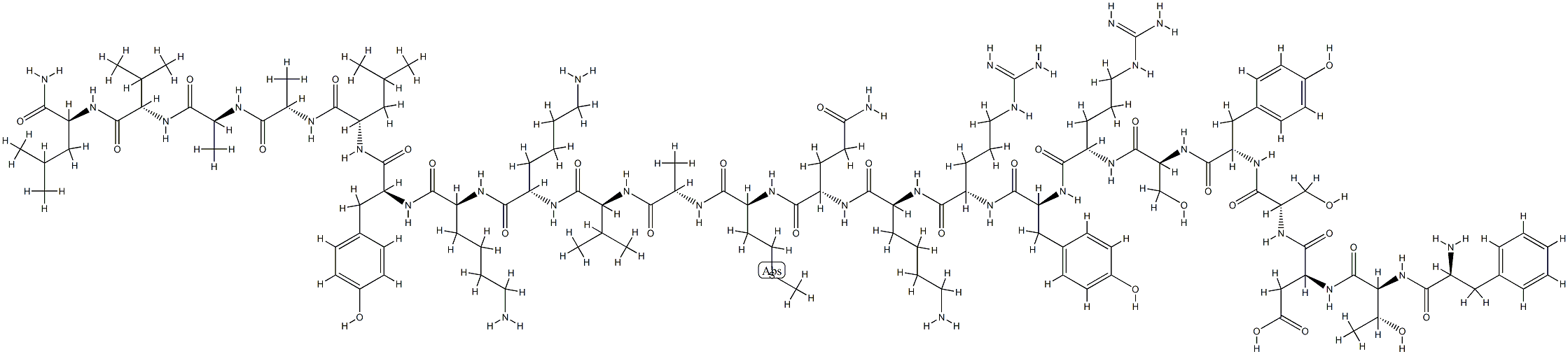 L-Phe-L-Thr-L-Asp-L-Ser-L-Tyr-L-Ser-L-Arg-L-Tyr-L-Arg-L-Lys-L-Gln-L-Met-L-Ala-L-Val-L-Lys-L-Lys-L-Tyr-L-Leu-L-Ala-L-Ala-L-Val-L-Leu-NH2 化学構造式