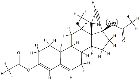 17α-Ethynyl-18-methylestra-3,5-diene-3,17β-diol Diacetate, 13635-15-9, 结构式