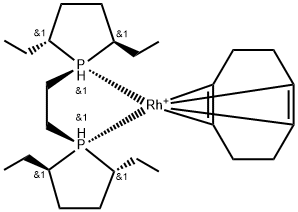 (-)-1,2-双[(2R,5R)-2,5-二乙基膦]乙烷(1,5-环辛二烯)铑(I)四氟硼酸盐, 136705-70-9, 结构式