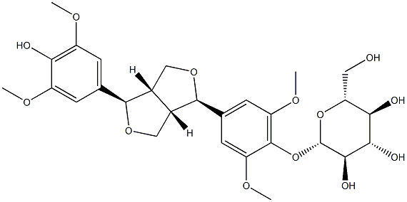 (-)-丁香树脂酚-4-O-BETA-D-吡喃葡萄糖苷, 137038-13-2, 结构式