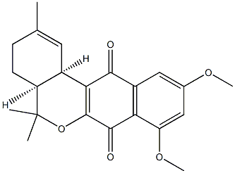 (4aS)-4,4aβ,5,12bβ-テトラヒドロ-8,10-ジヒドロキシ-2,5,5-トリメチル-3H-ベンゾ[d]ナフト[2,3-b]ピラン-7,12-ジオン 化学構造式